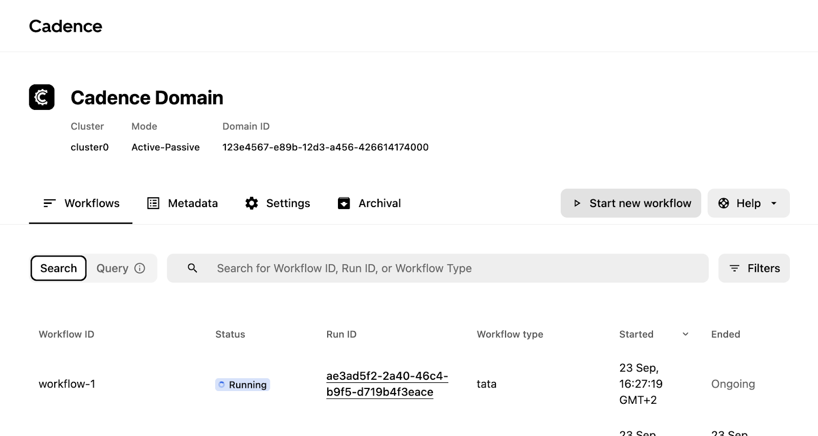 Start new workflow
